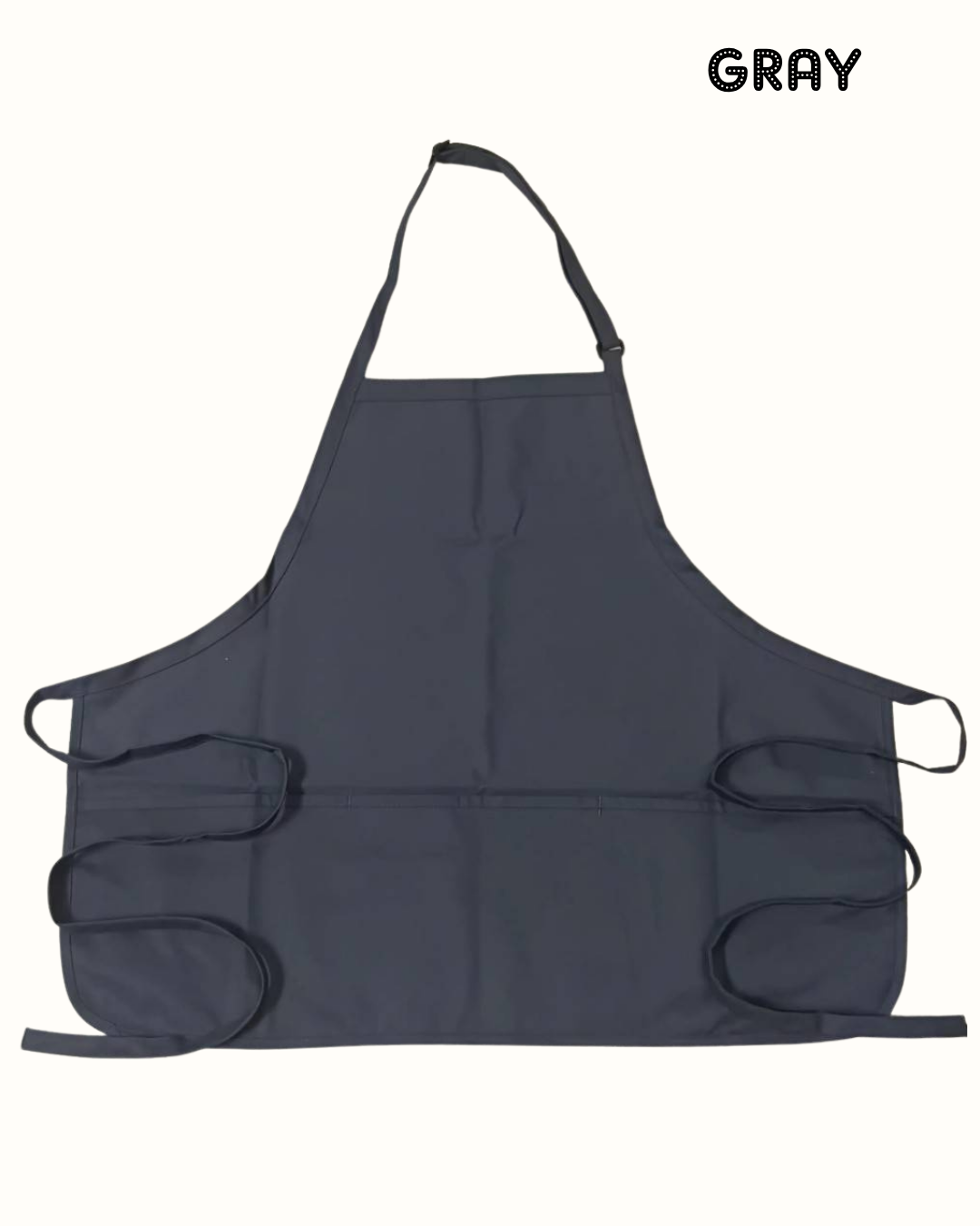 Water-Resistant Cotton Work Apron with 3 Pockets – Adjustable Neck Strap – Size M