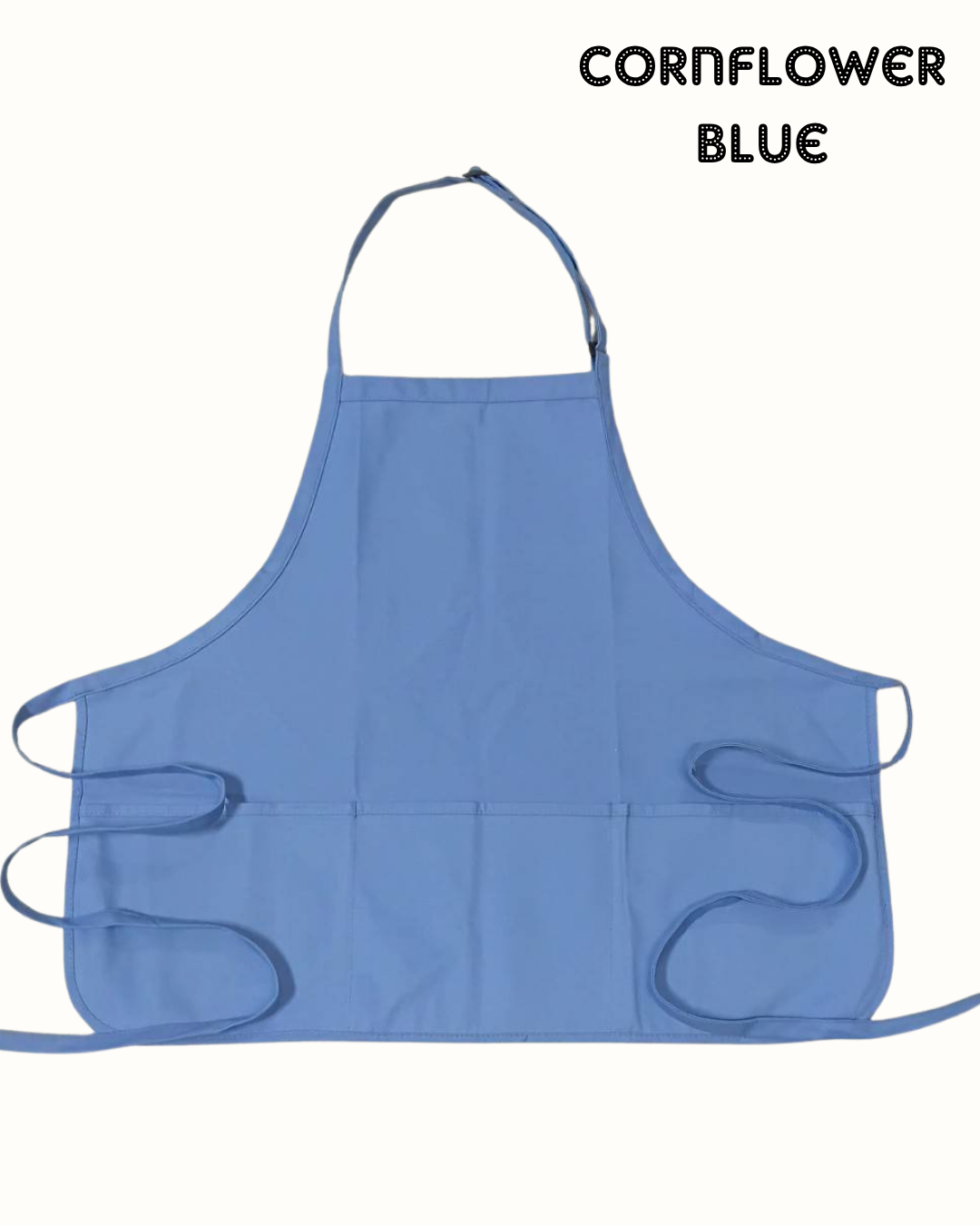 Water-Resistant Cotton Work Apron with 3 Pockets – Adjustable Neck Strap – Size M