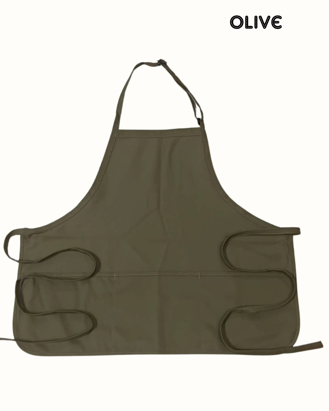 Water-Resistant Cotton Work Apron with 3 Pockets – Adjustable Neck Strap – Size M