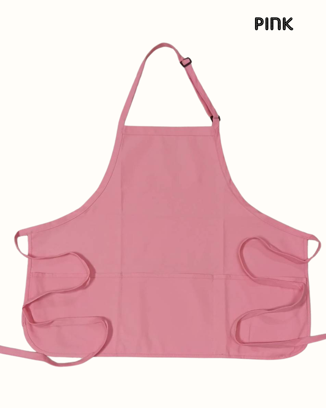 Water-Resistant Cotton Work Apron with 3 Pockets – Adjustable Neck Strap – Size M