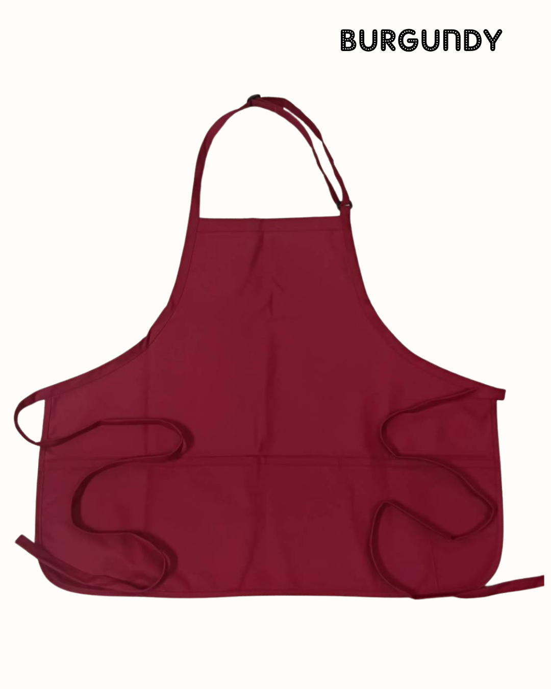 Water-Resistant Cotton Work Apron with 3 Pockets – Adjustable Neck Strap – Size M
