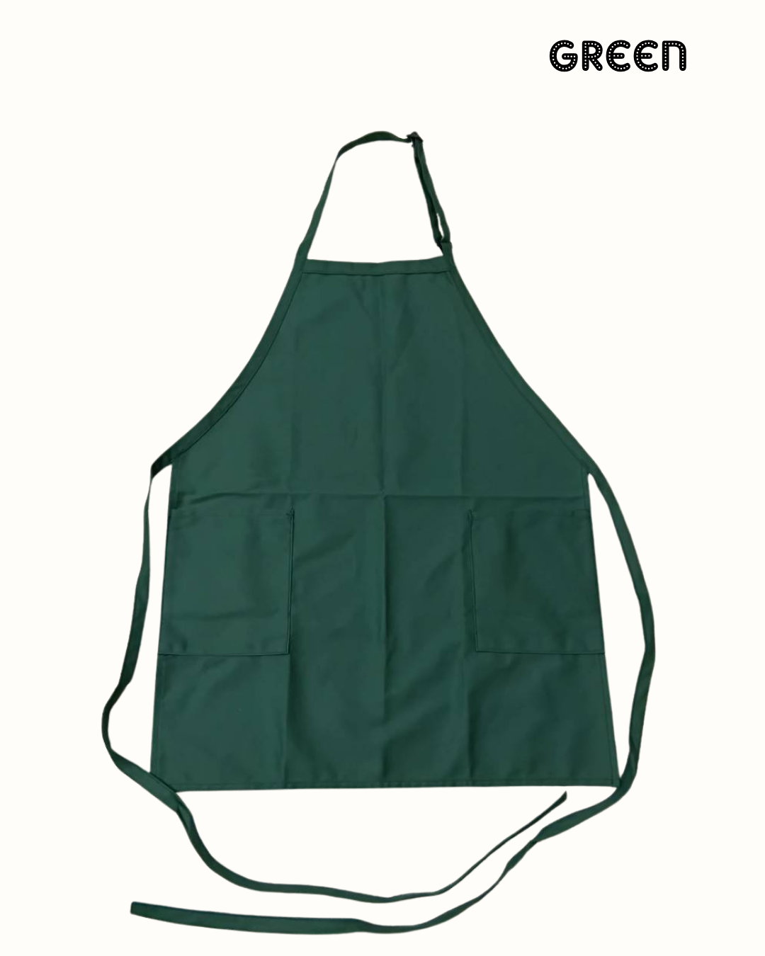 Water-Resistant Cotton Work Apron with 2 Front Pockets – Adjustable Neck Strap – Size L