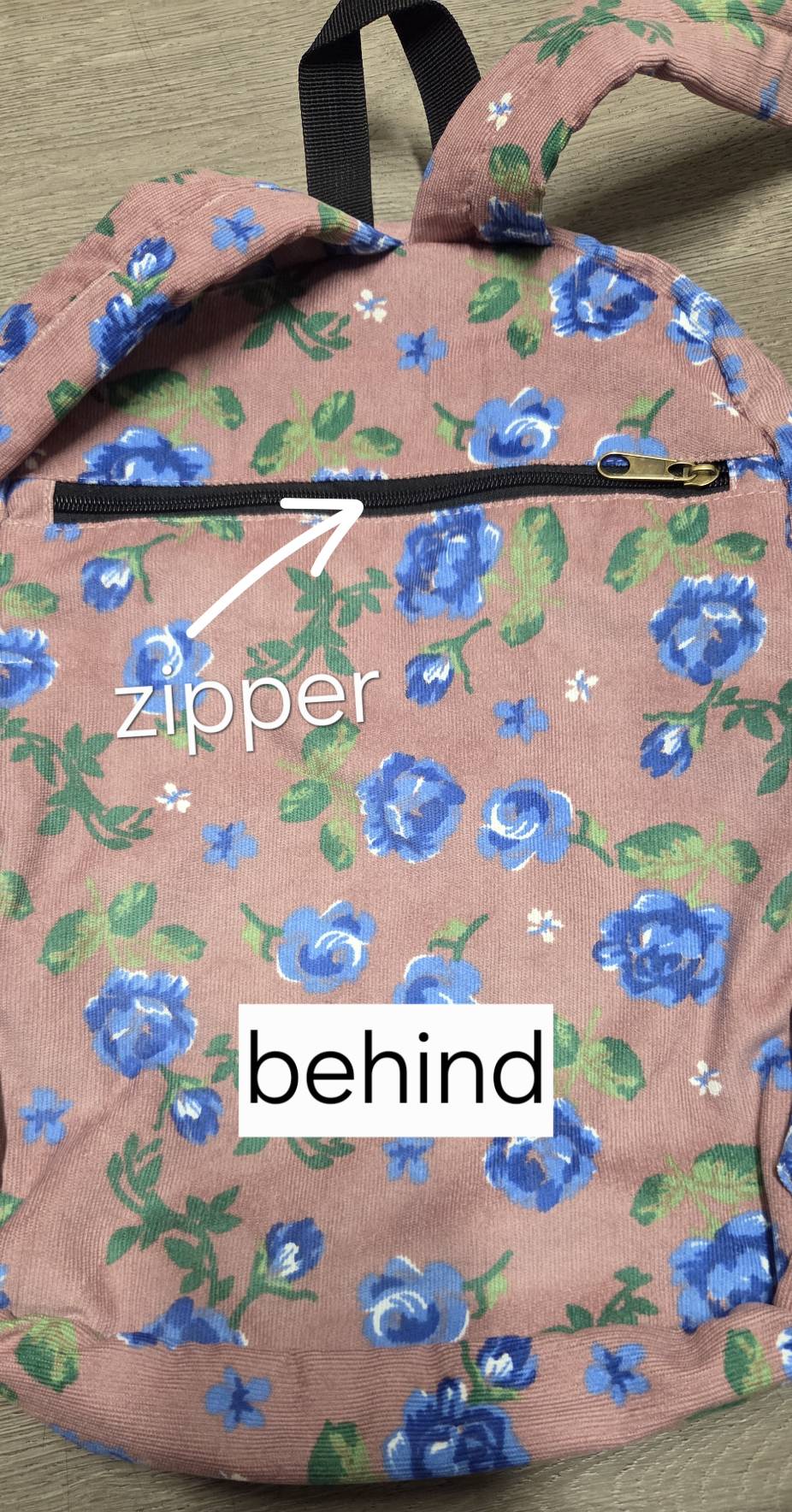Dusty Pink Floral Backpack – Blue Rose Print | Corduroy School & Travel Bag