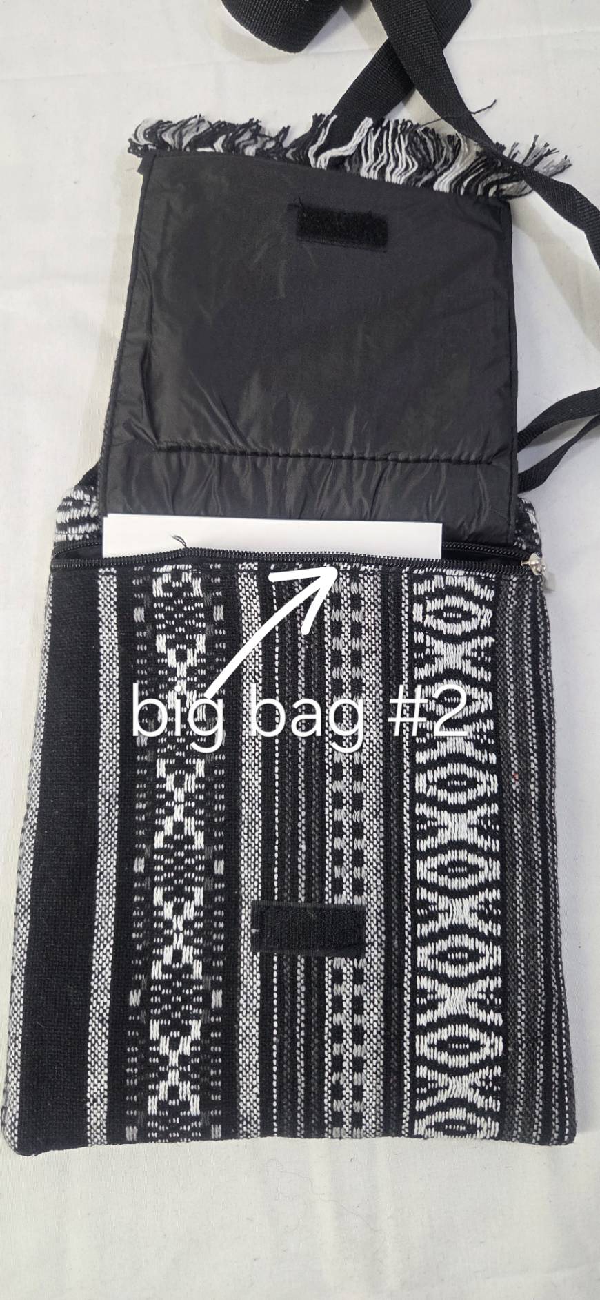 Bohemian Woven Crossbody Bag Black - big bag #1 interior