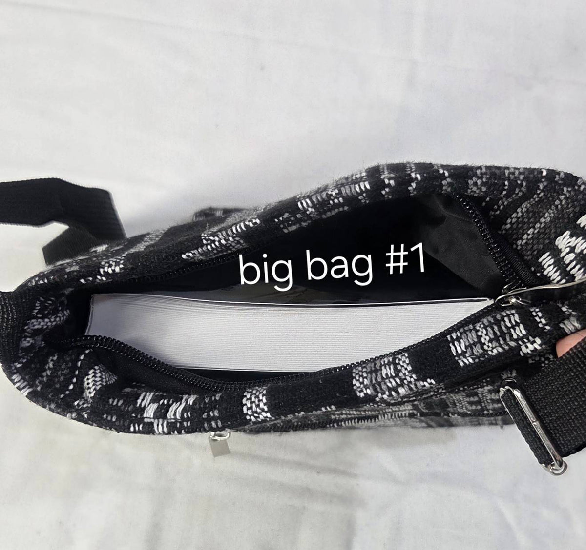 Bohemian Woven Crossbody Bag Black - adjustable strap buckle
