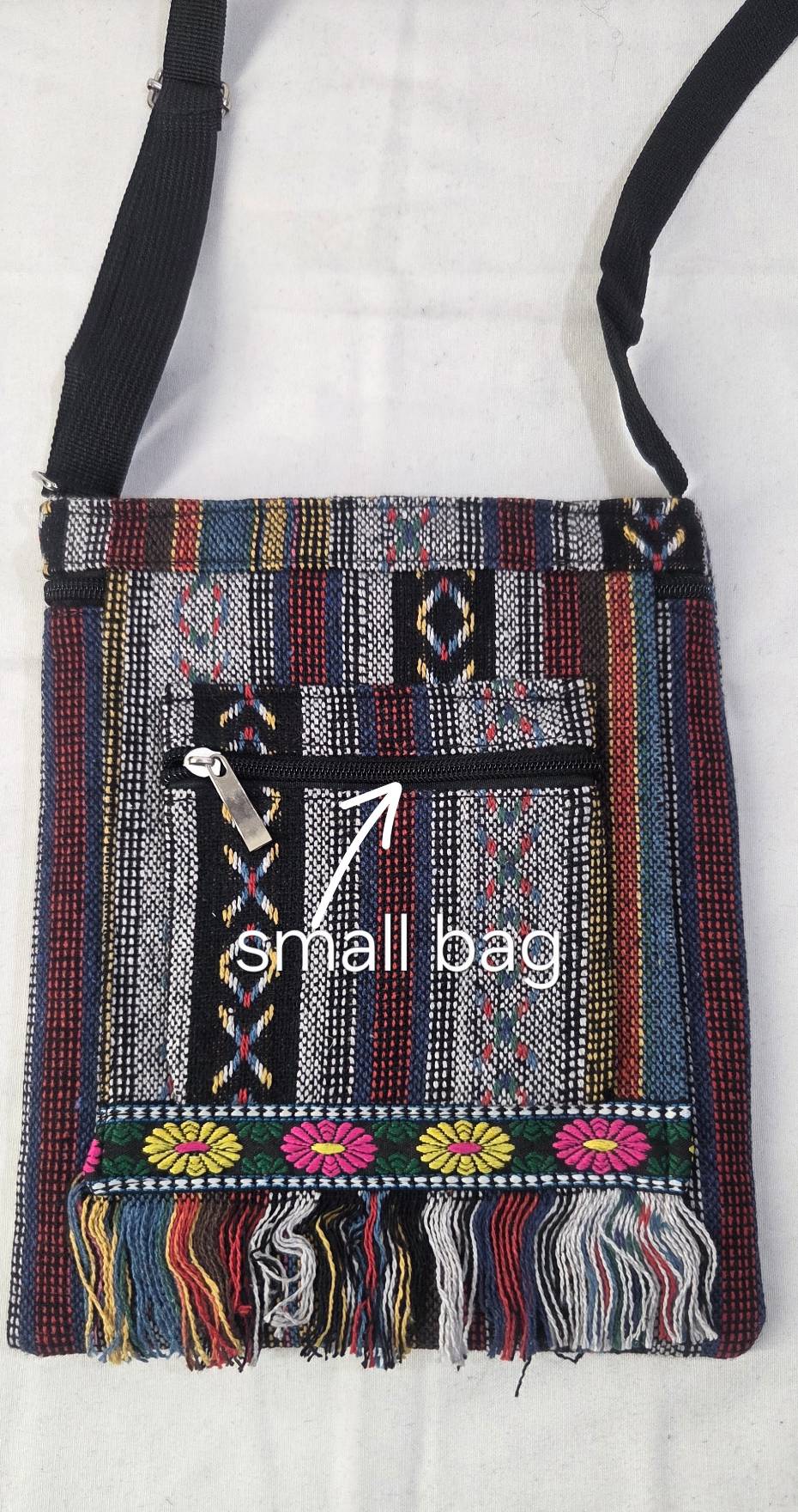 Boho Woven Crossbody Bag Red - big bag #2 view