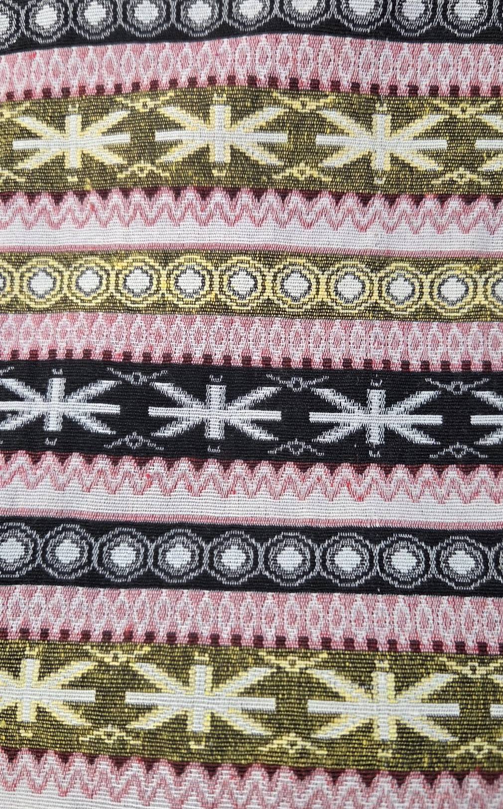 Thai woven shoulder bag BC-07 - woven pattern close-up dusty pink multicolor bands