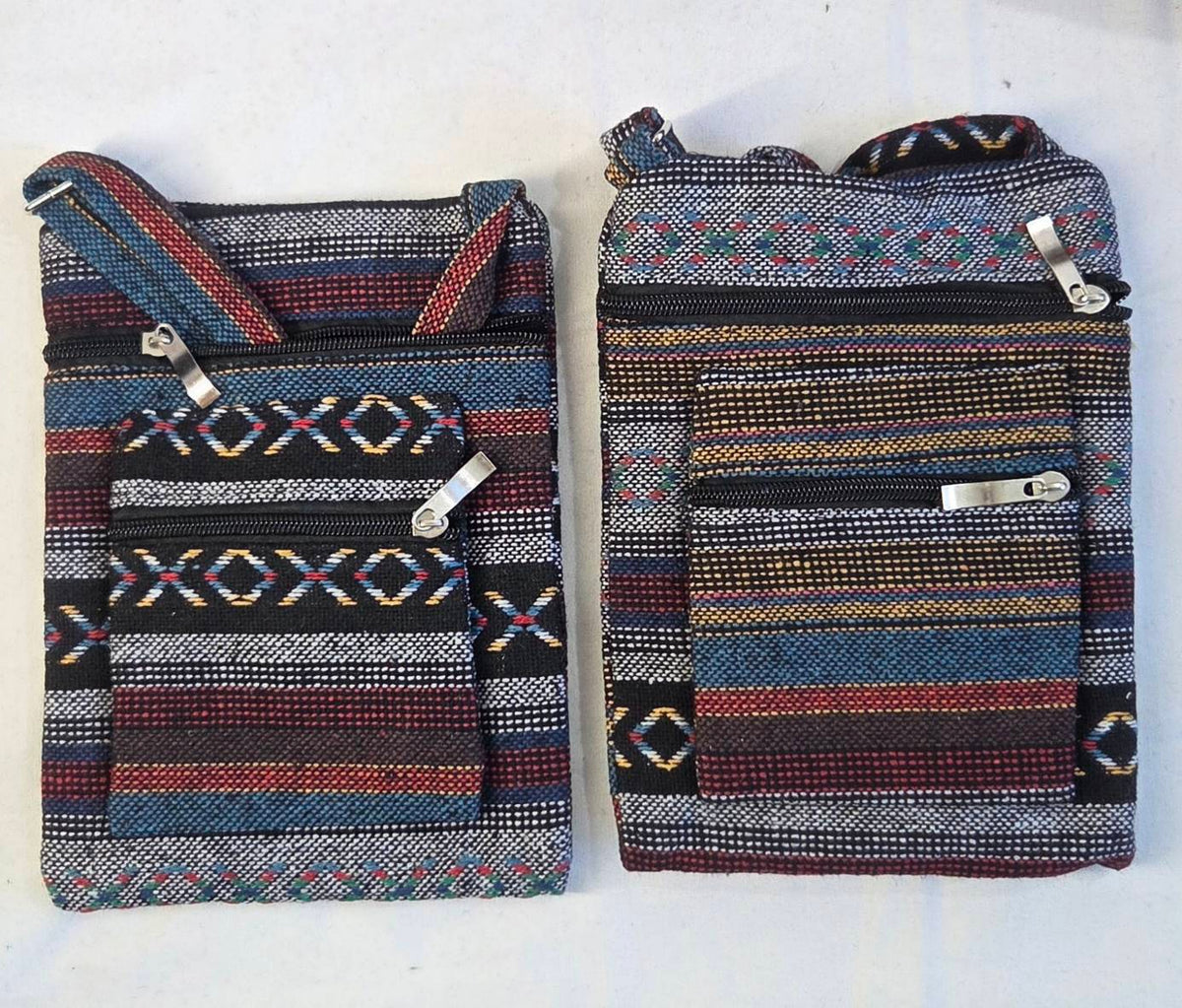 Thai woven crossbody bag behind view and comparison