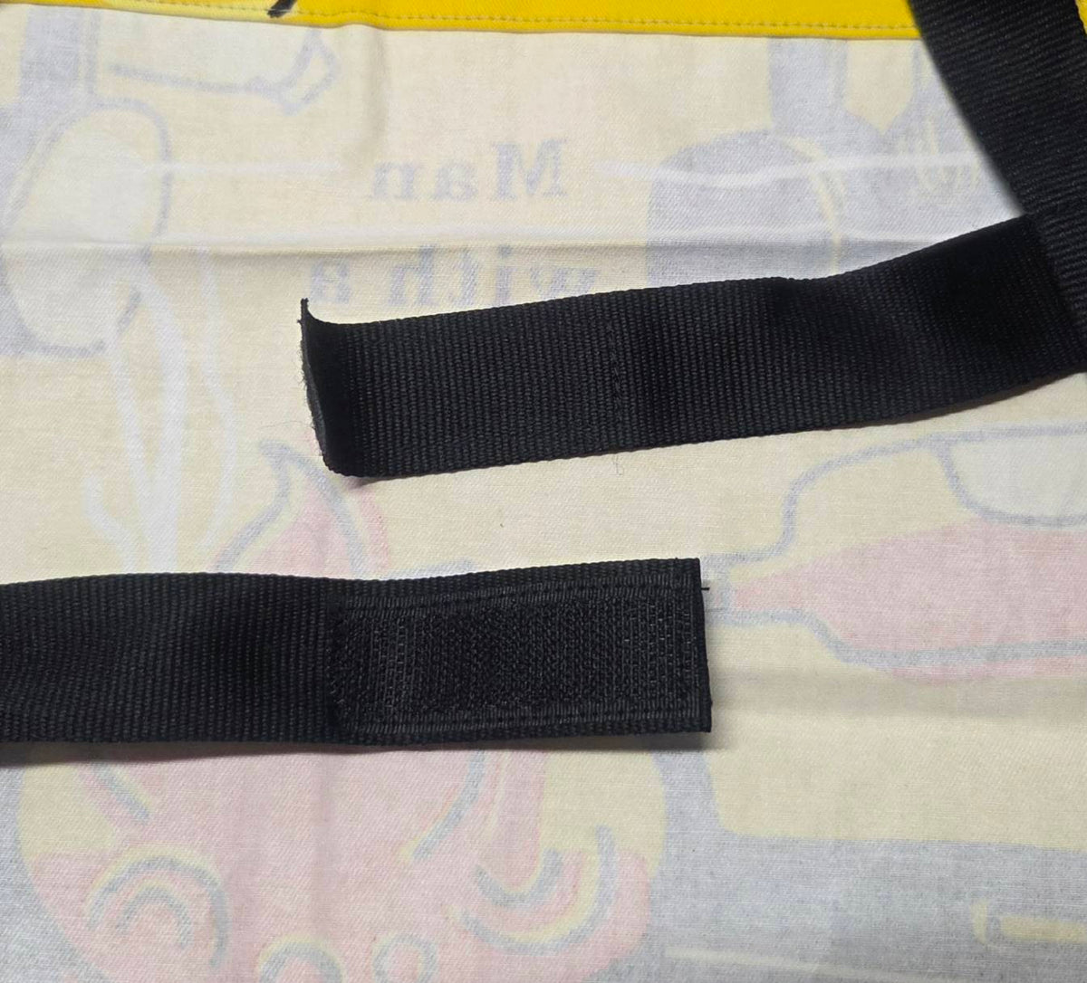Man with a Pan Apron - back view cross-back straps