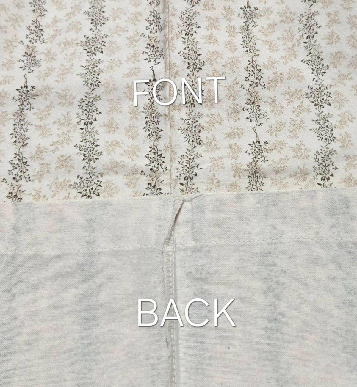 Front and back construction detail of LP-06 botanical pajama pants