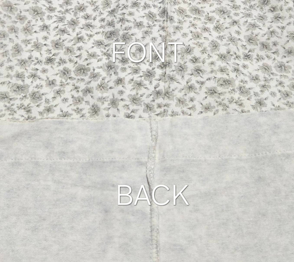 Front and back construction detail of LP-010 ivory floral pajama pants