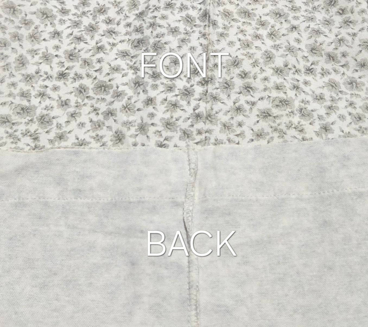 Front and back construction detail of LP-010 ivory floral pajama pants