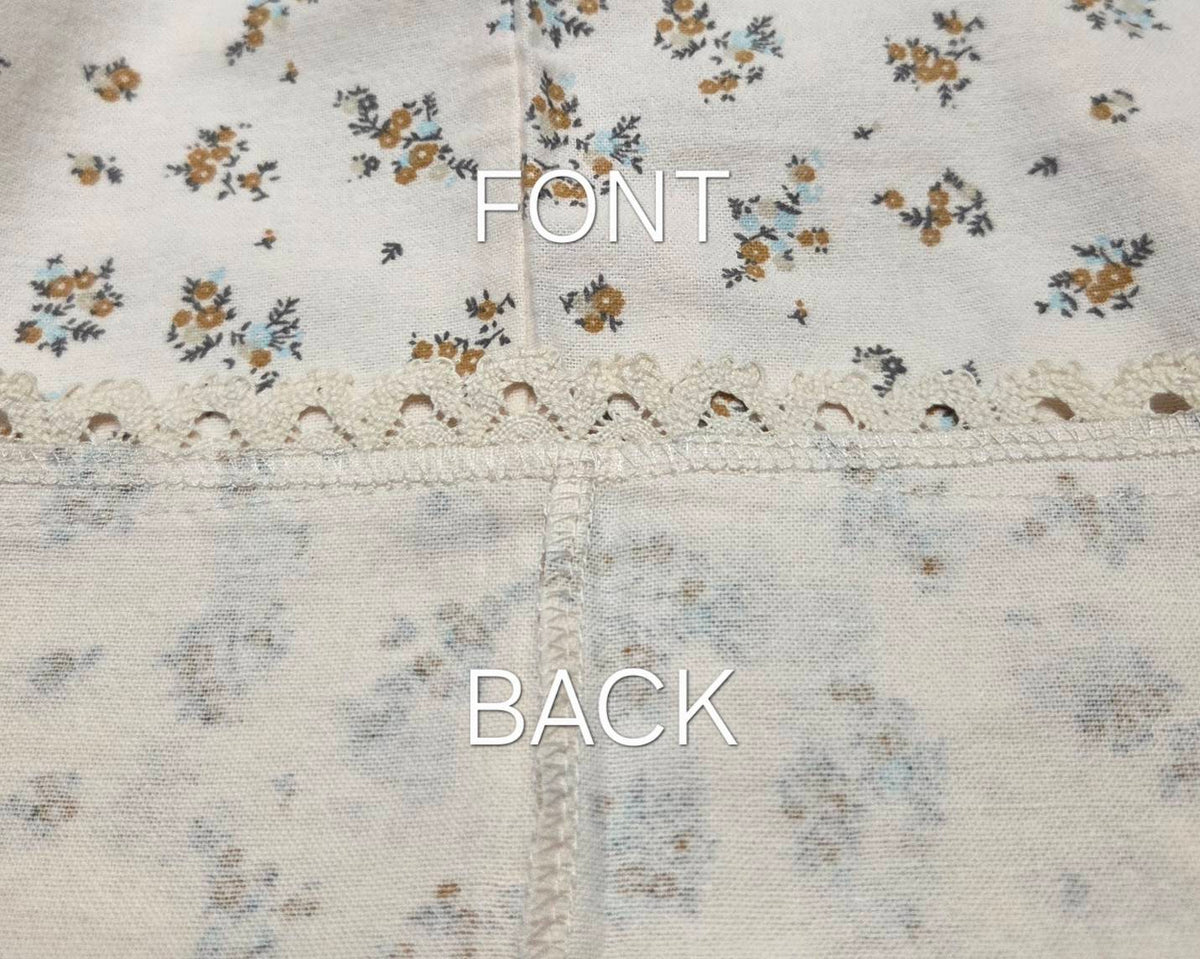 Front and back construction detail of LP-11 cotton floral pajama pants