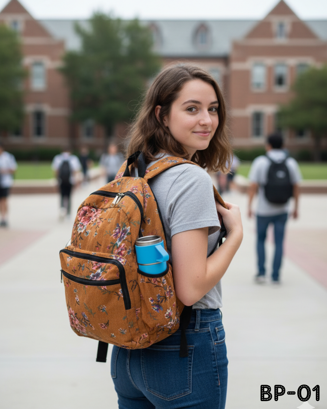 Mustard Yellow Floral Backpack – Vintage Bloom Design