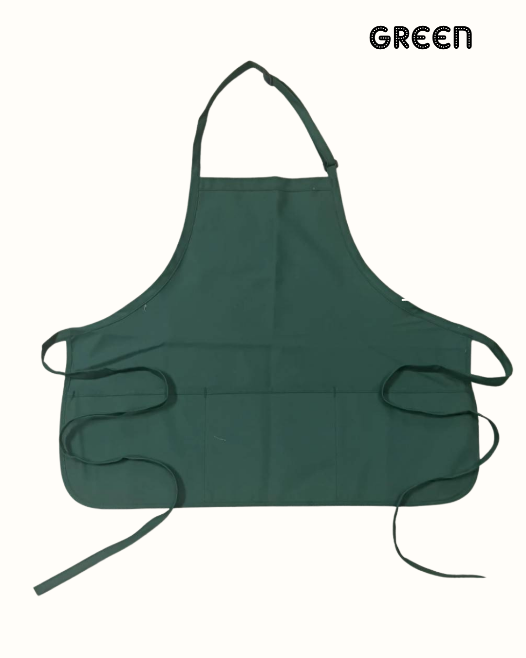 Water-Resistant Cotton Work Apron with 3 Pockets – Adjustable Neck Strap – Size M