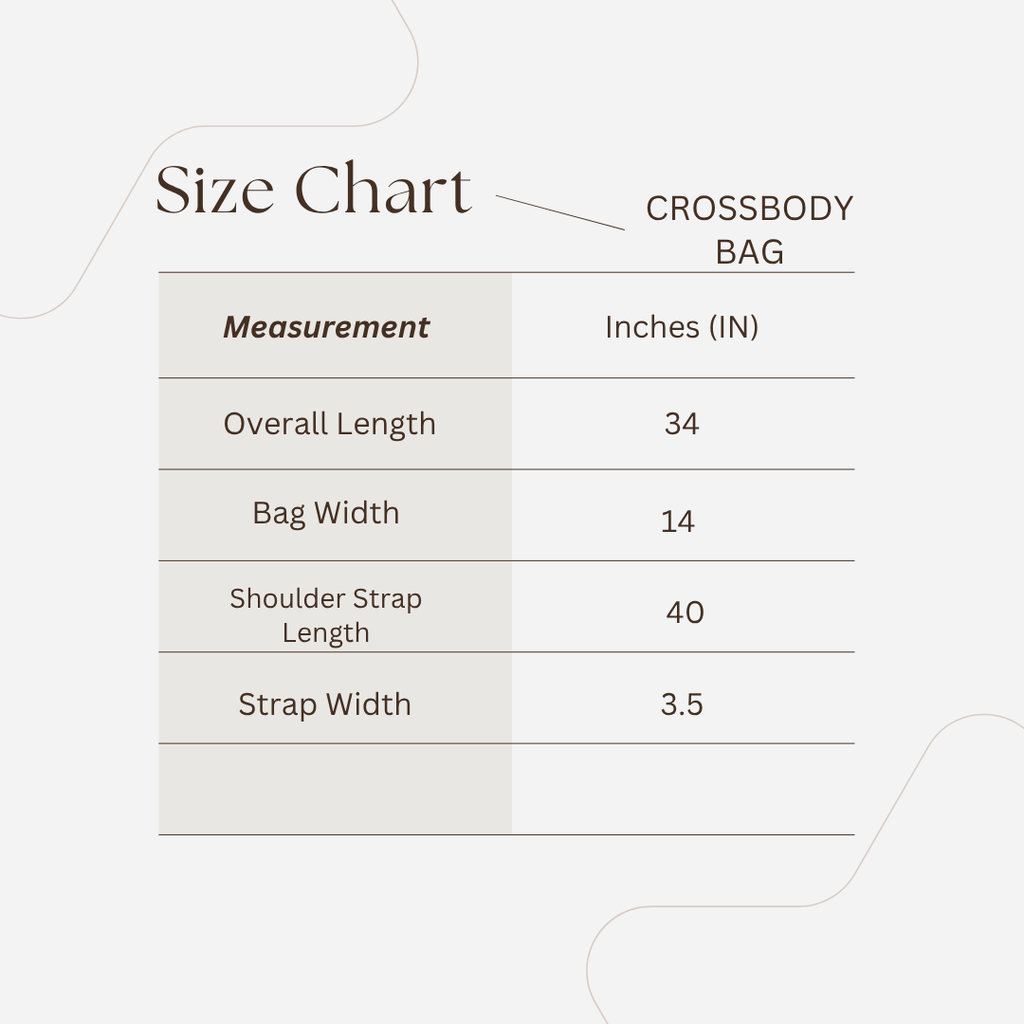 Thai woven shoulder bag BC-06 - size chart