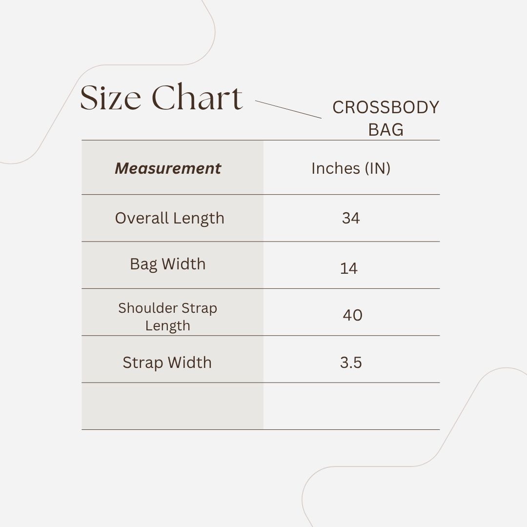 Thai woven shoulder bag BC-06 - size chart