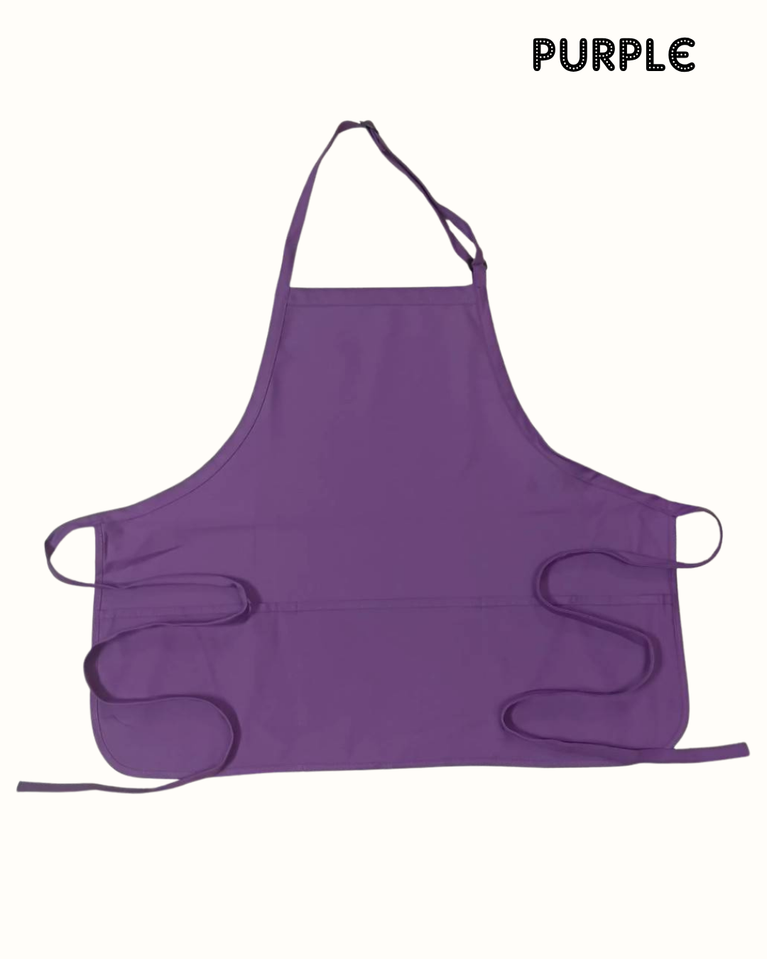Water-Resistant Cotton Work Apron with 3 Pockets – Adjustable Neck Strap – Size M