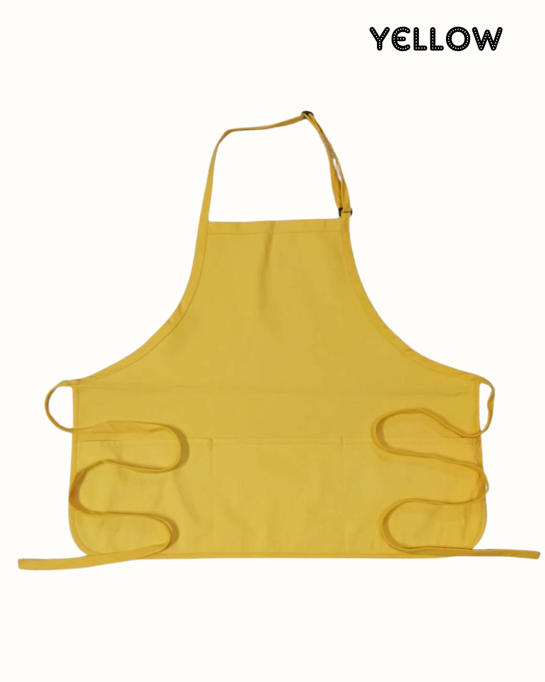 Water-Resistant Cotton Work Apron with 3 Pockets – Adjustable Neck Strap – Size M
