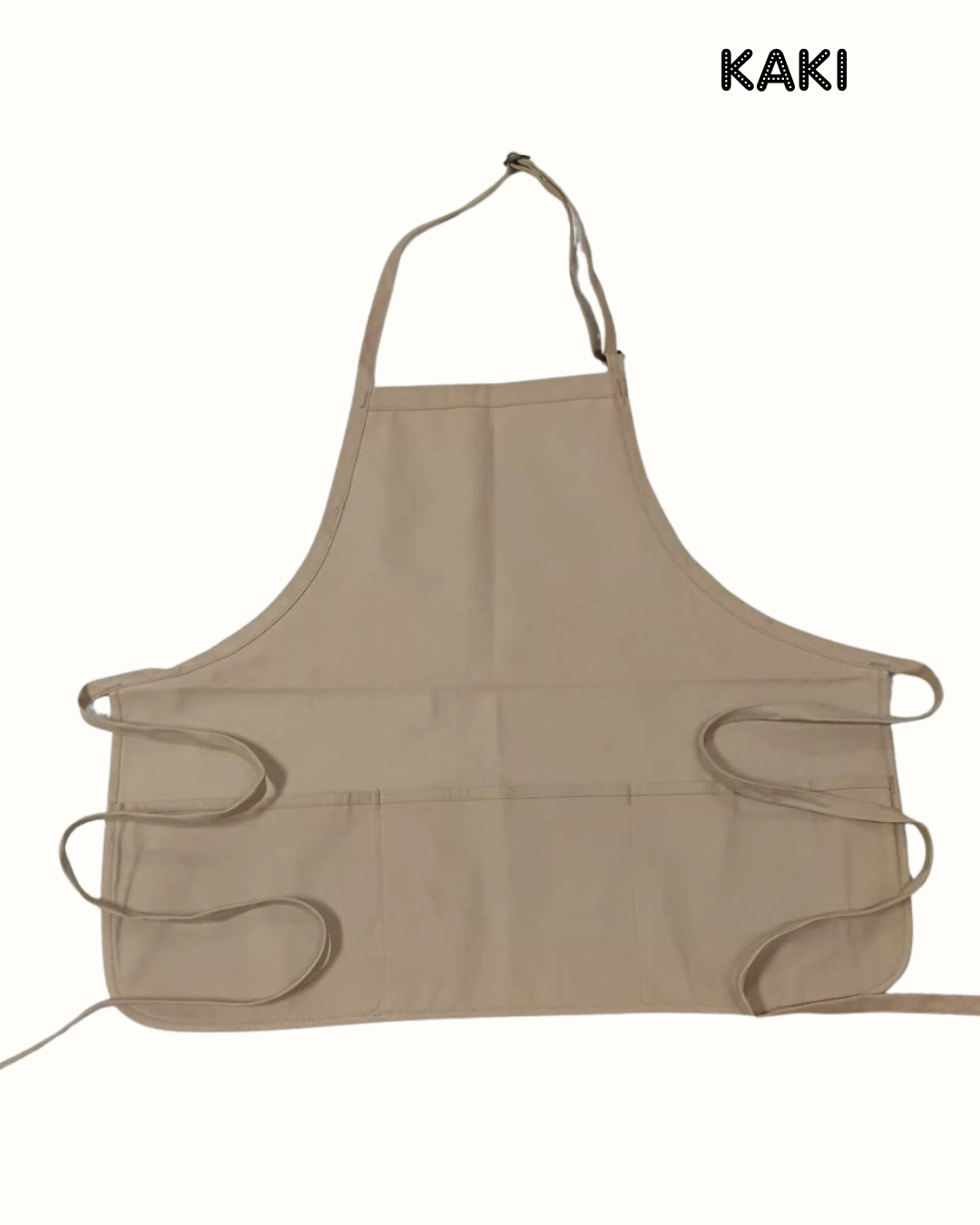 Water-Resistant Cotton Work Apron with 3 Pockets – Adjustable Neck Strap – Size M