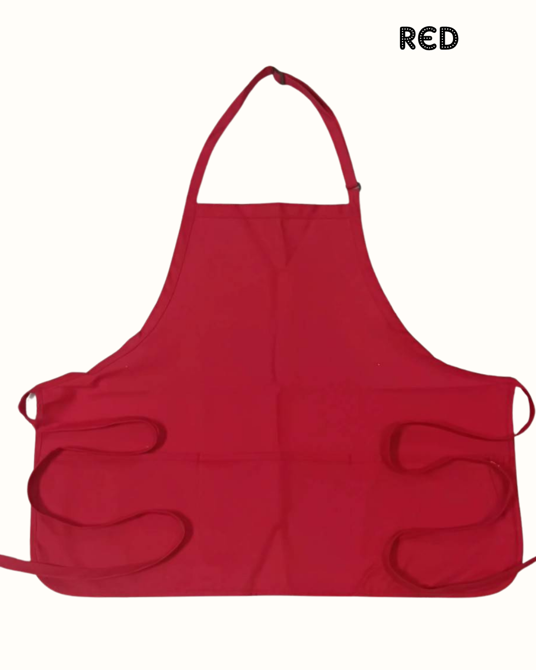 Water-Resistant Cotton Work Apron with 3 Pockets – Adjustable Neck Strap – Size M