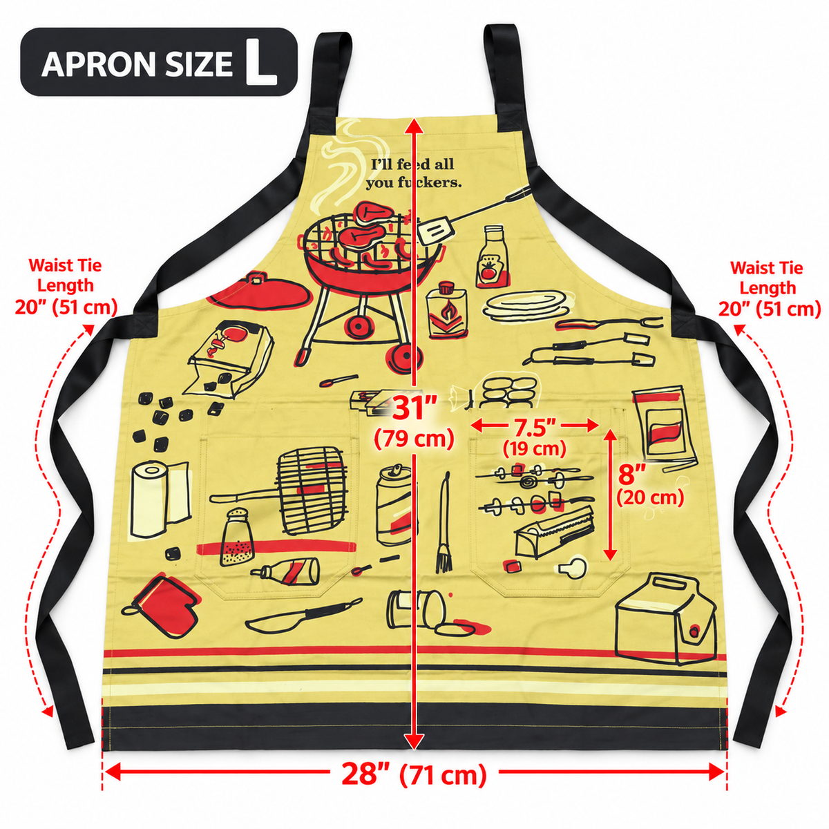 BBQ Apron with Pockets - Yellow