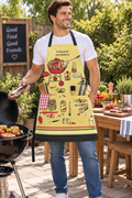 BBQ Apron with Pockets - Yellow - front view lifestyle