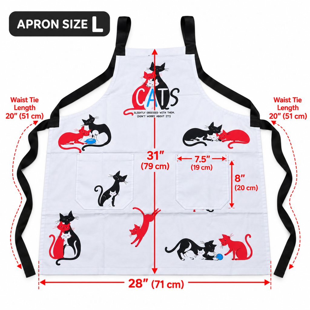 Cats Apron - size chart L 28x31 inch