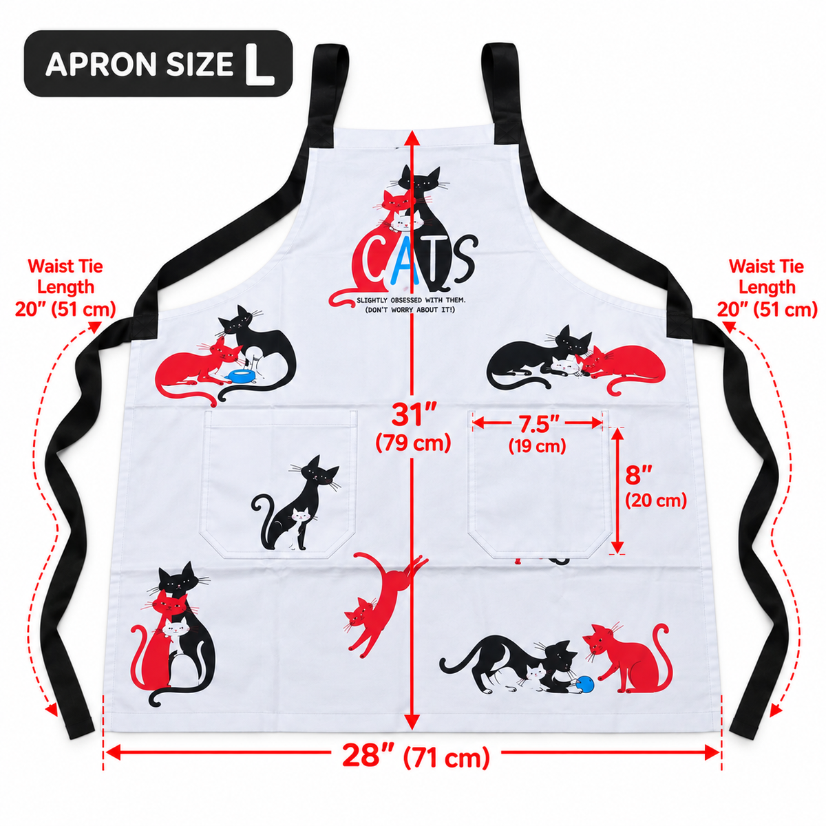 Cats Apron - size chart L 28x31 inch