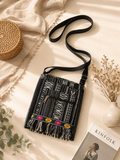 Bohemian Woven Crossbody Bag Black - AI lifestyle image