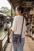 Boho Woven Crossbody Bag Red - AI lifestyle image 1