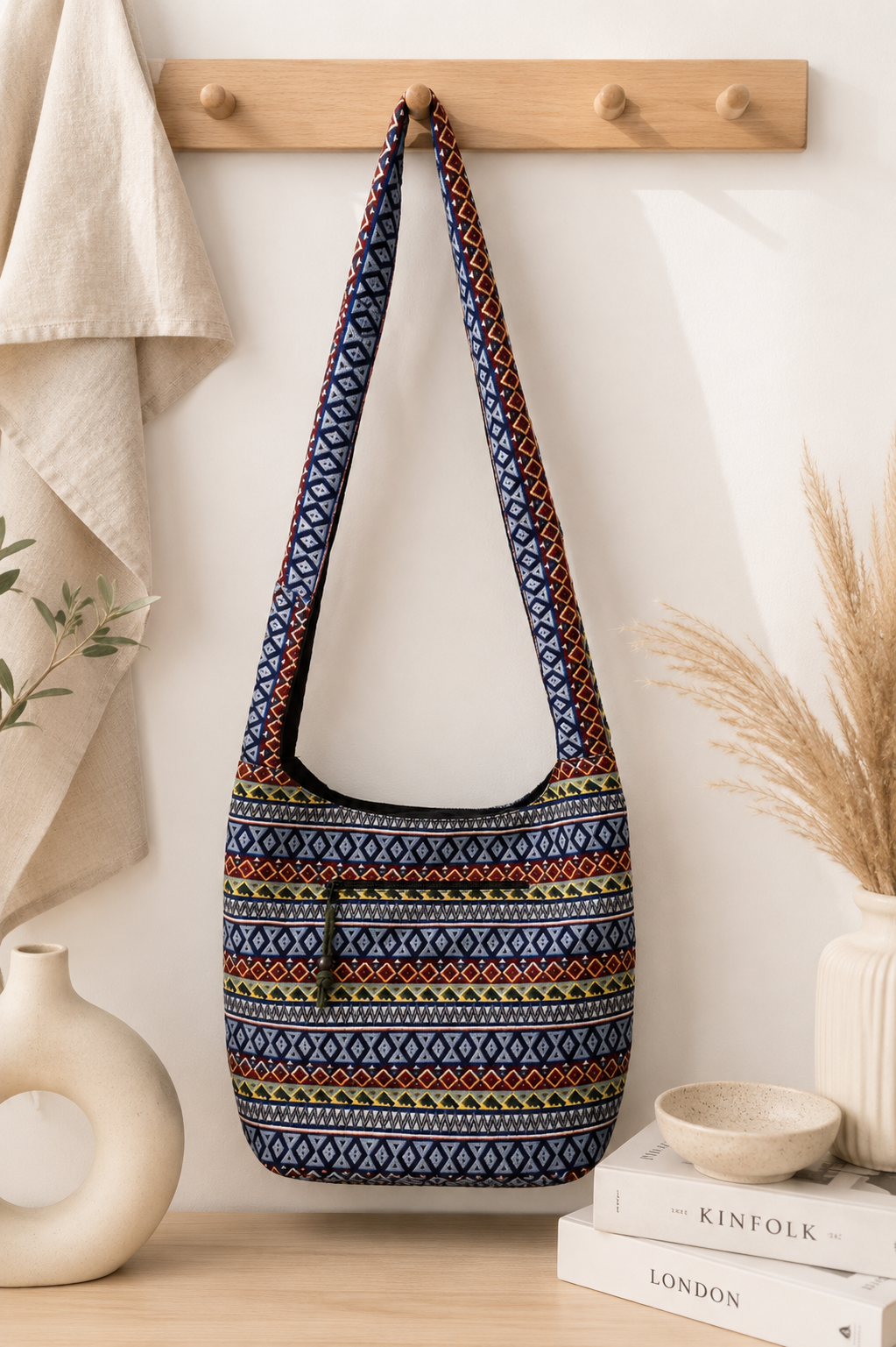 Thai woven crossbody bag BC-03 - lifestyle editorial