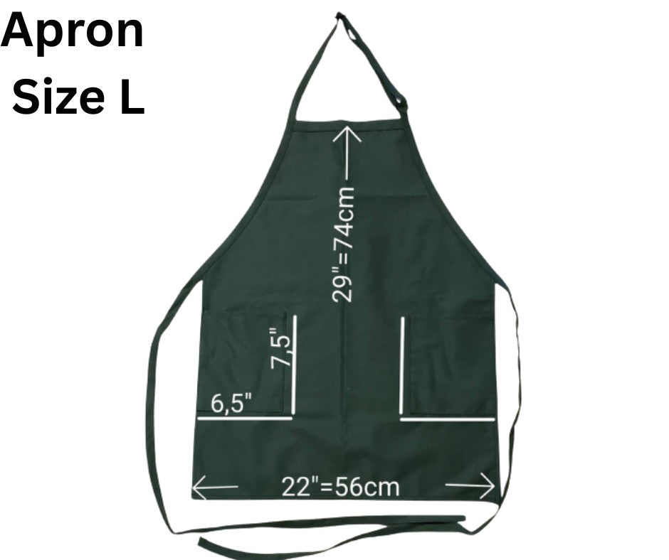 Water-Resistant Cotton Work Apron with 2 Front Pockets – Adjustable Neck Strap – Size L